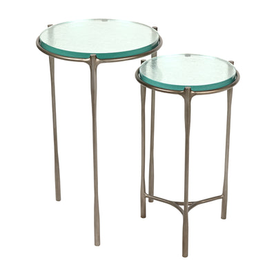 S/2 26 Adonia Gunmetal Recycled Glass Accent Tabl