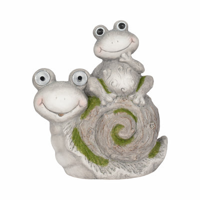 14 Frog Sitting On Snail With Solar Eyes, Grey