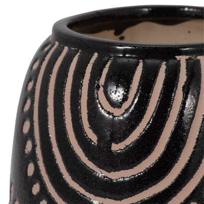 CER, 9 TRIBAL ARCH VASE, BLACK/TAN