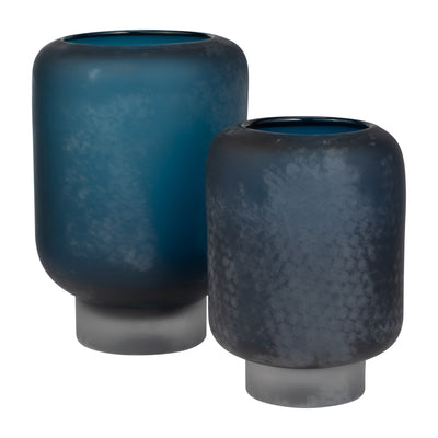 GLASS, 12 VASE BLUE