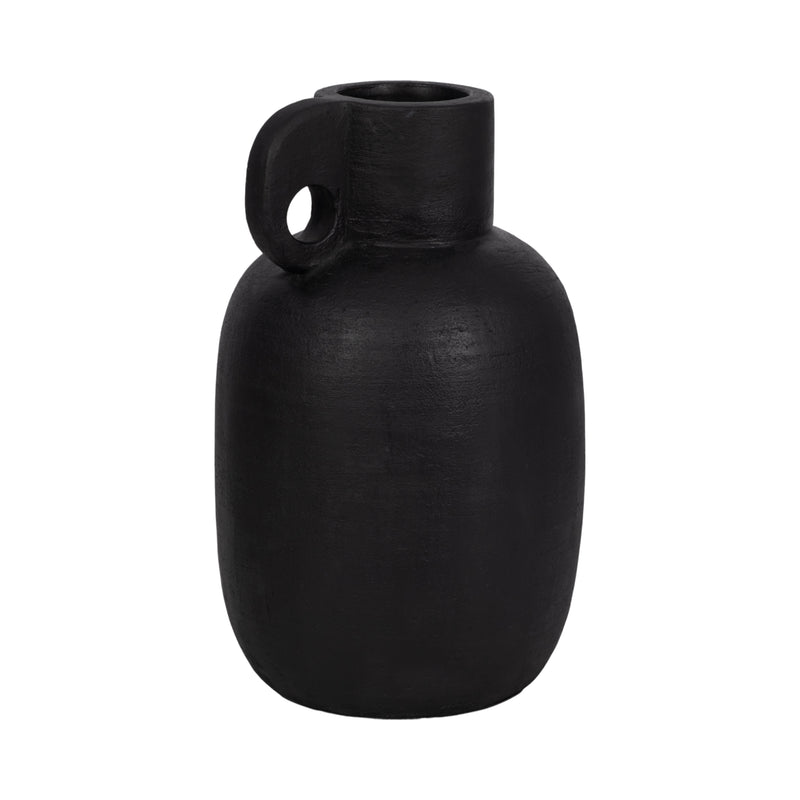 15 Modern Terracotta Jug Vase W/handle, Black