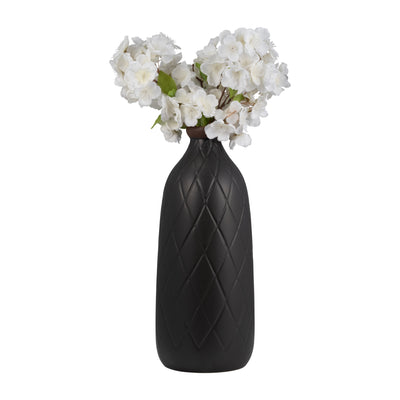 CER, 16 PLAID TEXTURED VASE, BLACK