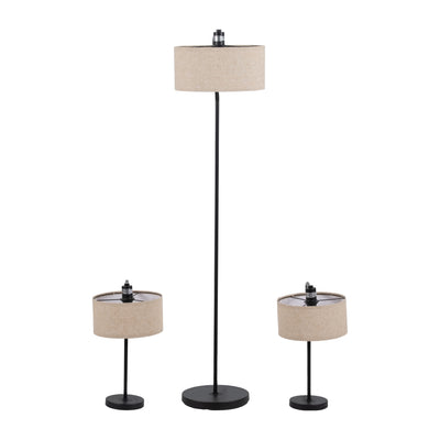 S/3 61/21metal Floor And Table Lamps, Black