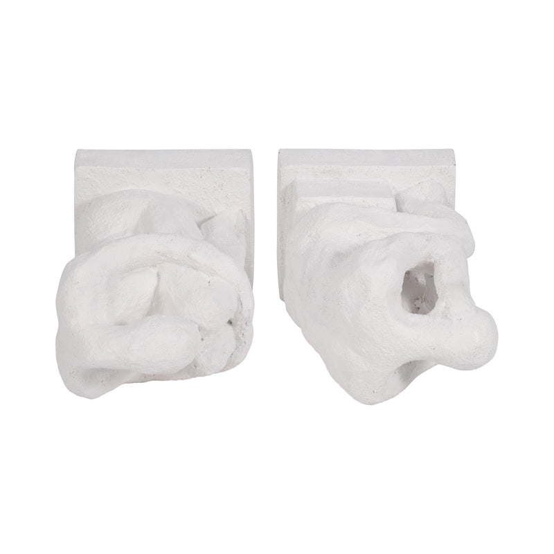 S/2 7 Thinking Man Bookends, White