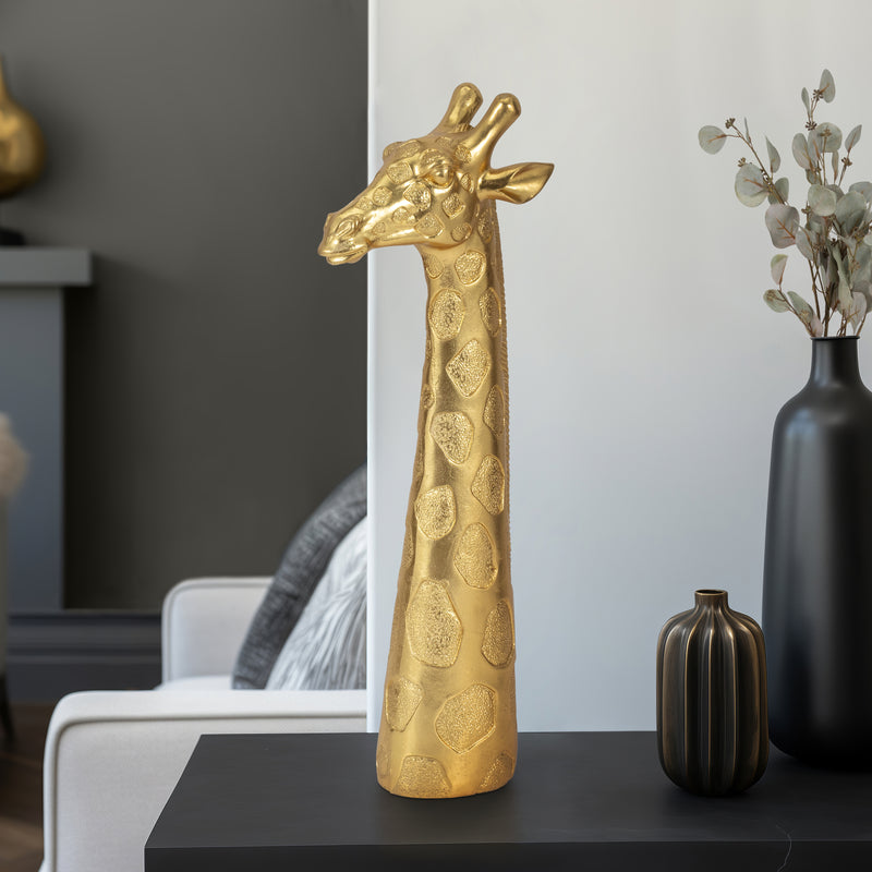 16 Giraffe Head Tabletop Decor, Gold