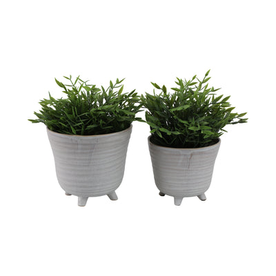 S/2 6/7 Organic Footed Planters, Ivory