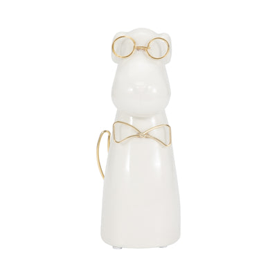 CER 7H, PUPPY WITH GOLD GLASSES AND BOWTIE, WHT