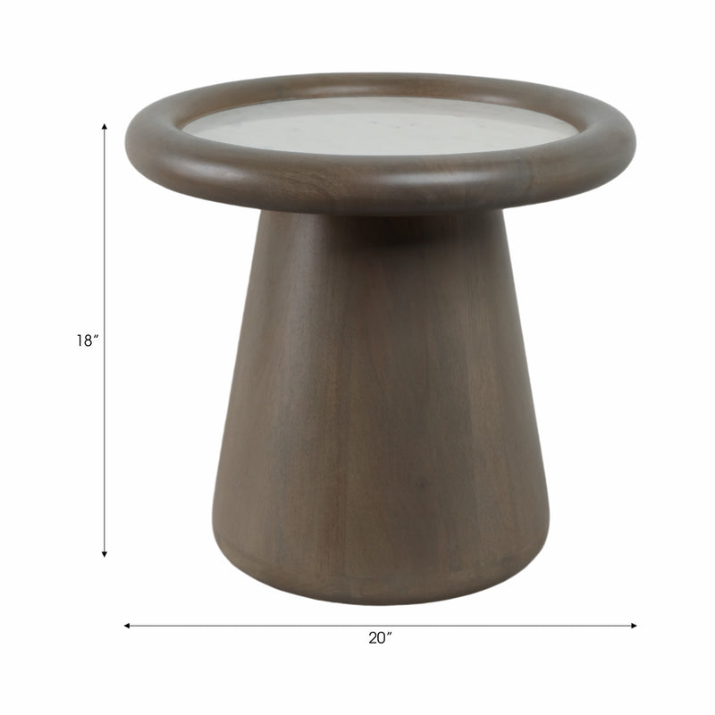 20 Aleena Wood And Marble Accent Table, Brwn