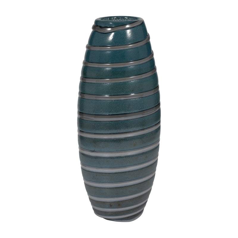 15 Santiago Striped Blue Glass Vase