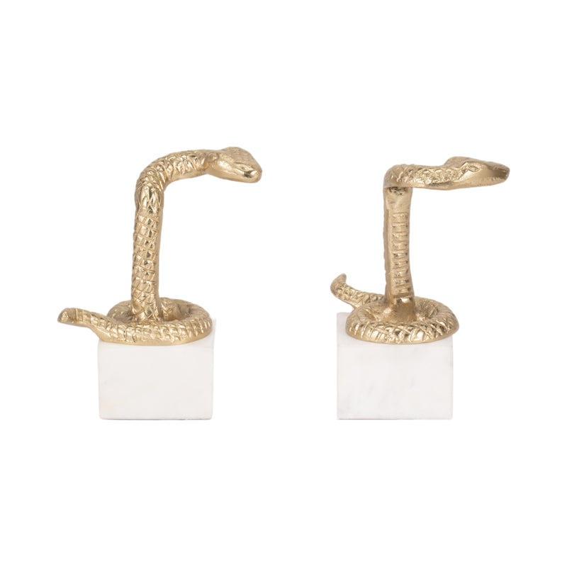 S/2 7 Snake Bookends, Gold