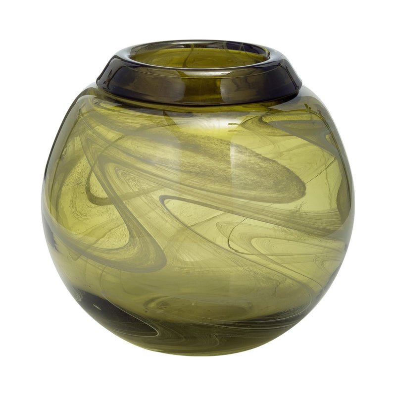 GLASS, 7 BOWL GREEN SWIRL