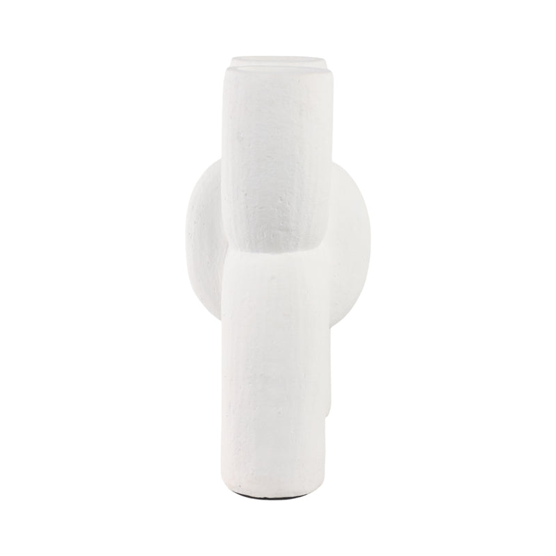 15 MODERN X SHAPE TERRACOTTA VASE, WHITE