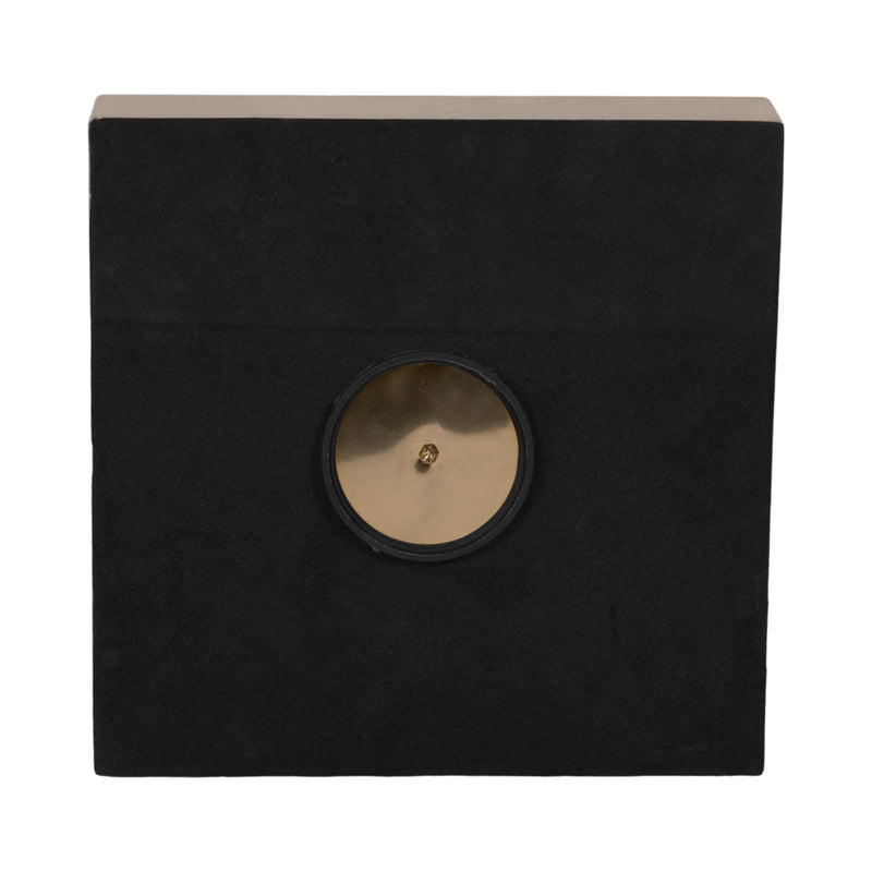 10 Faux Leather Croc Square Clock, Black/gold