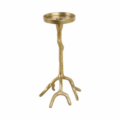 12 Roots Pillar & Taper Candle Holder, Gold