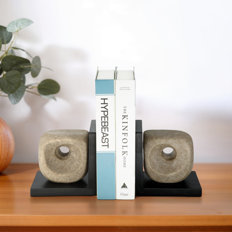 S/2 6 Flowood Brown Quartz Resin Bookends