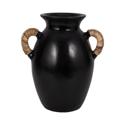 Terracotta, 12h Eared Vase, Black