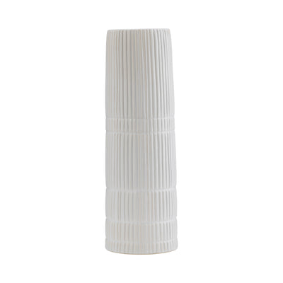 CER, 15H LINED CYLINDER VASE, WHITE