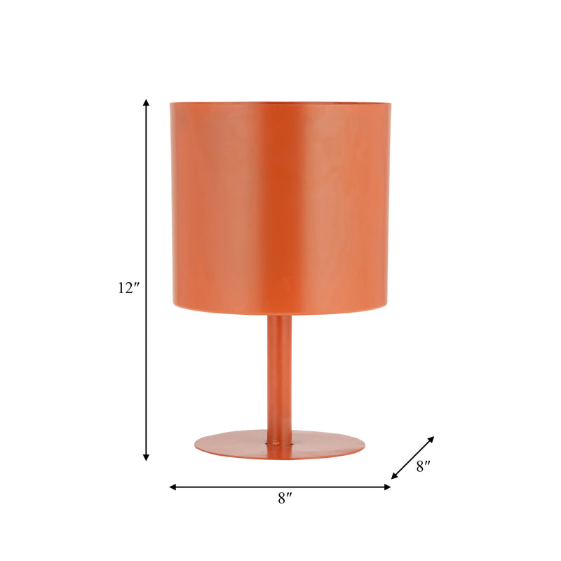 Ec Metal,8,flat Round Base Planter,burnt Orange