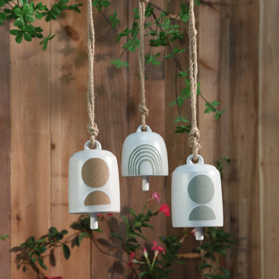 Cer, 4 Hanging Bell Circles, White/Green