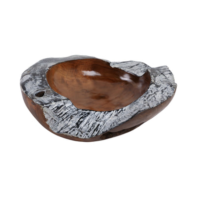 12 Teakwood Bowl W/burnt Edges, Dark Natural