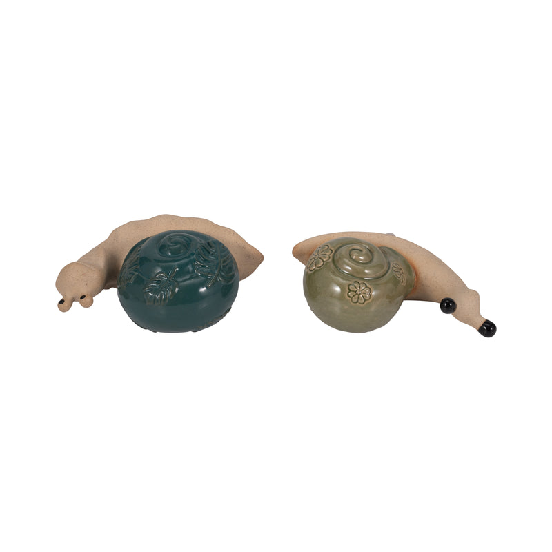 S/2 7 Garden Snails, Blue/green