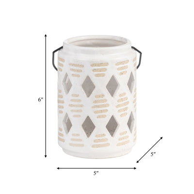 CER, 6H DIAMOND CUT OUT LANTERN, IVORY