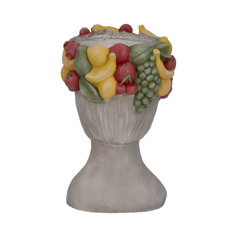 18 Lady With Fruit Planter, Grey/multi