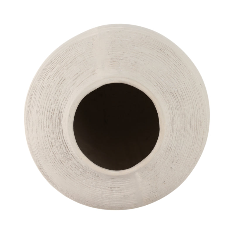 16x9 Paper Mache Ribbed Floor Vase, Ivory