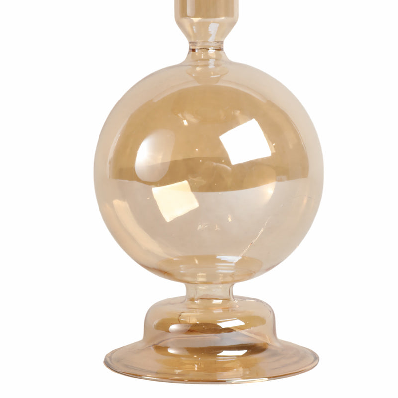 7 Glass Bubble Taper Candle Holder, Gold Luster