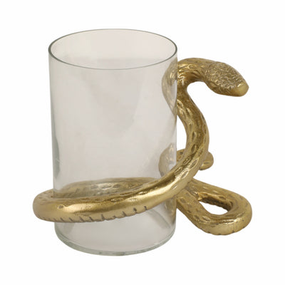 9 Snake Around Pillar Holder, Gold