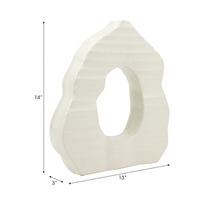 14 Ribbed Open-cut Out Vase, Ivory