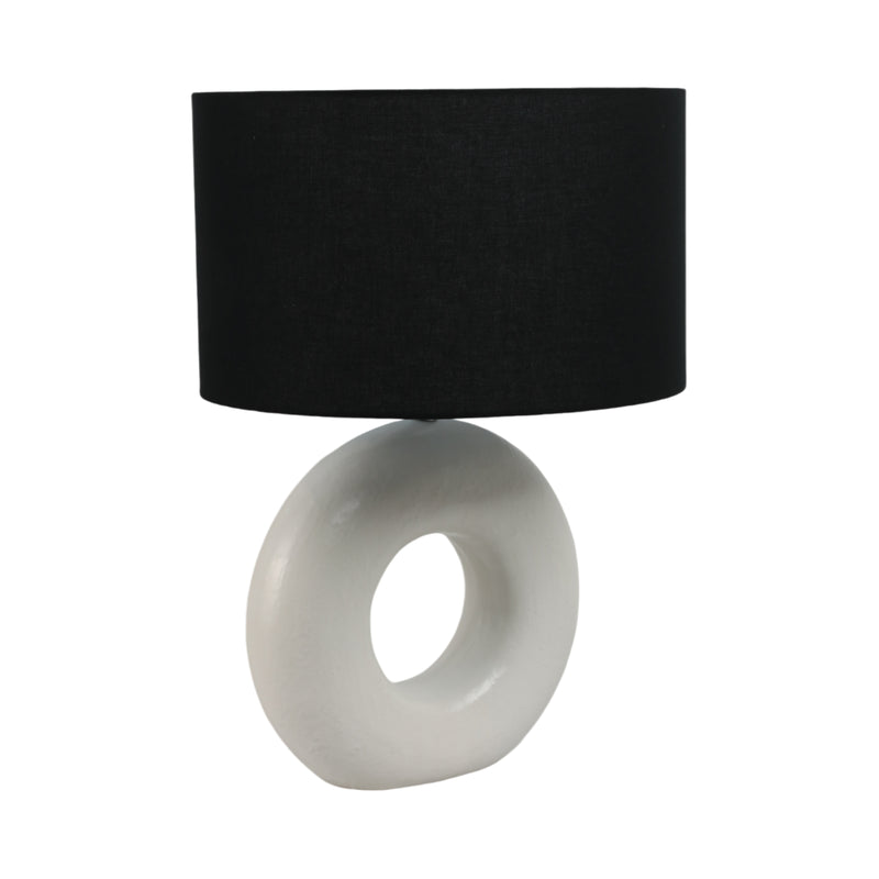 26 Textured Round Open Cut-out Table Lamp, White