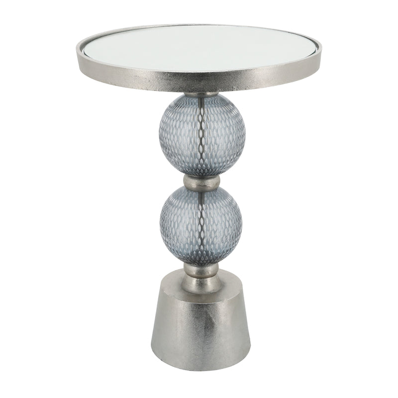 METAL, 22H ORB SIDE TABLE, MIRROR TOP, GRY/BRNZ