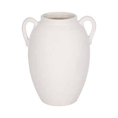 CER, 10 TEXTURED JUG W/ HANDLES, WHITE