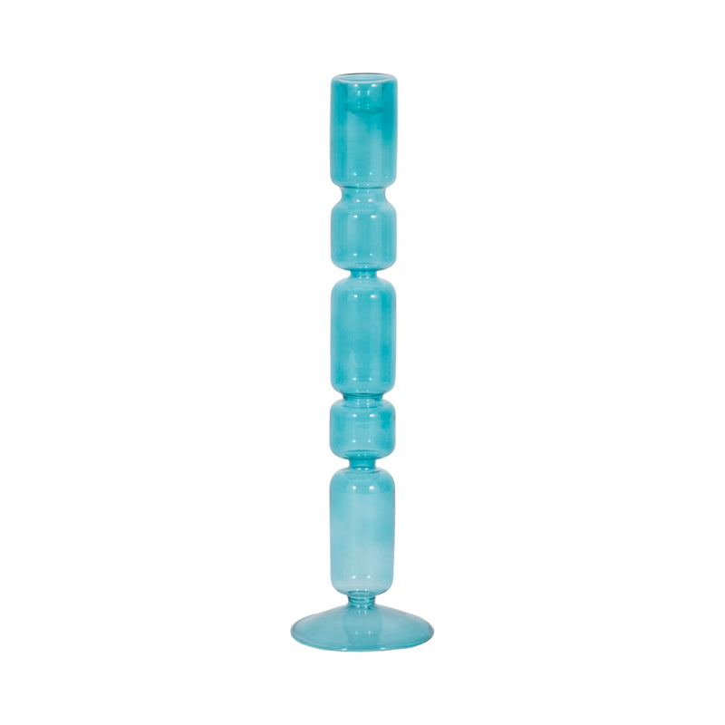 14 Mixed Bubble Taper Candleholder, Blue