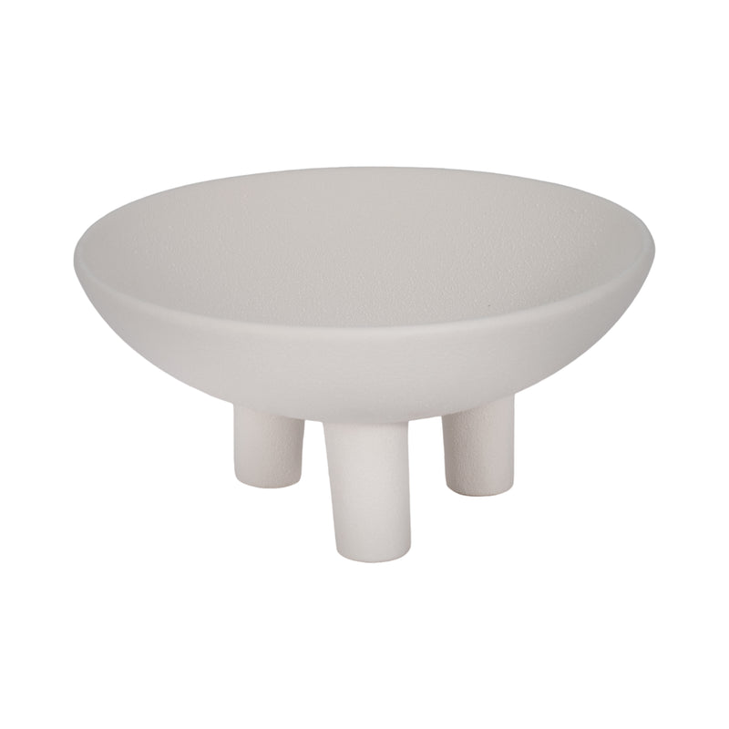 11 Textured Footed Bowl, White