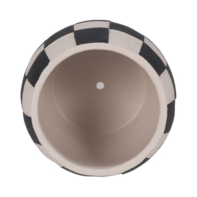 8 Checkerboard Rounded Planter, Black/white