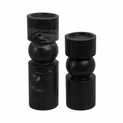 S/2 9/12 Himalayan Marble Candle Holders