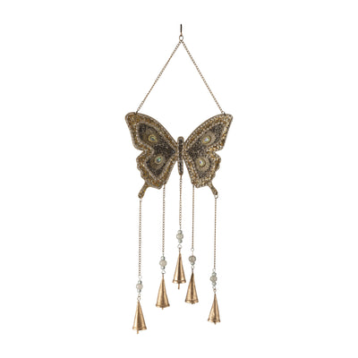 Metal, 24 Mosaic Butterfly Chime, Gold