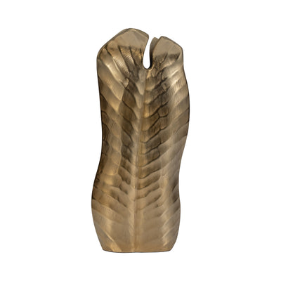 Metal, 16 Botanic Tall Leaf Vase, Gold