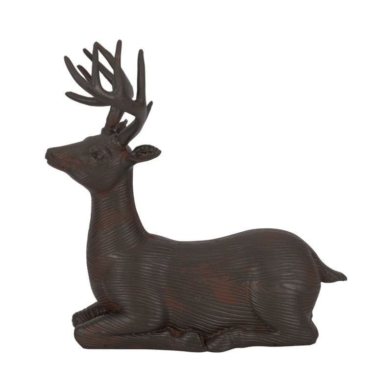 Resin, 11h Laying Reindeer Deco, Brown