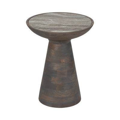 20 Wood Accent Table Baslana Marble Top, Grey