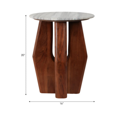 20 Curved Legs Accent Table Marble Top, Brown