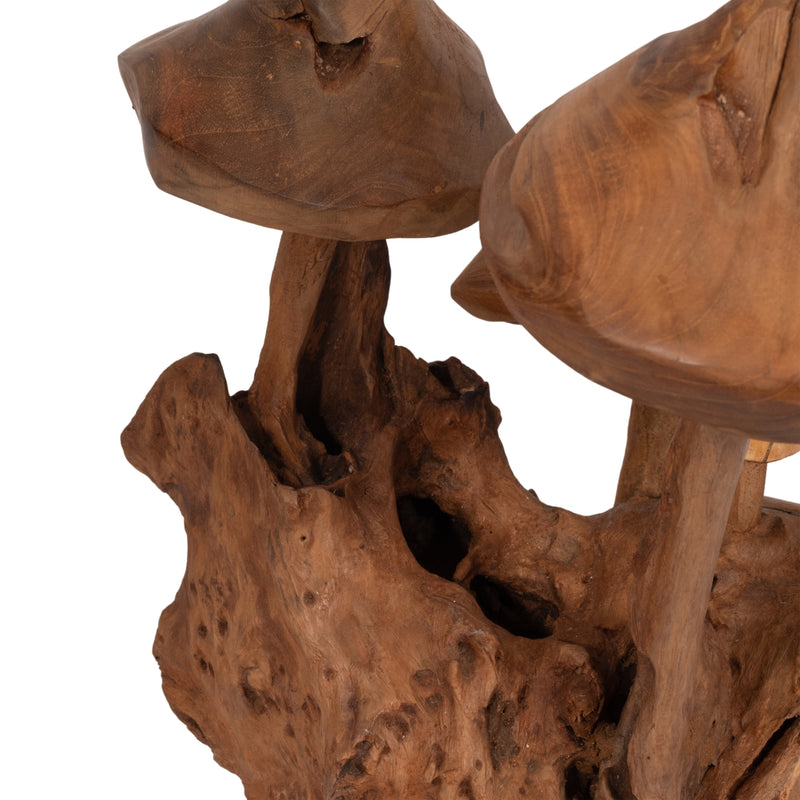 12 Teak Wood Mushroom Cluster, Natural