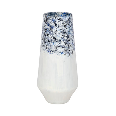 16 Tapered Bottom Vase Arctic Finish, White/blue