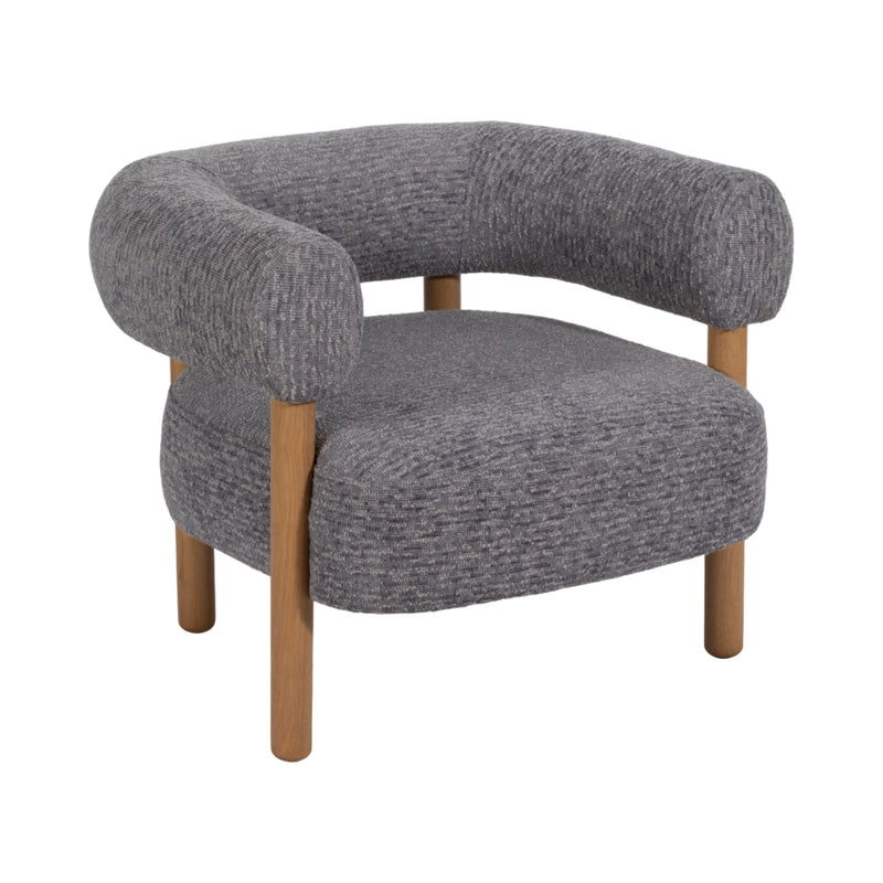 Roundback Accent Chair W/ Wood Legs, Gray