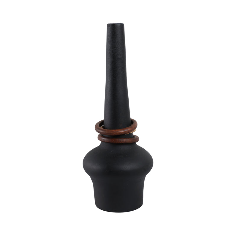 21 Tiago Large Vase With Wood Beads, Blk