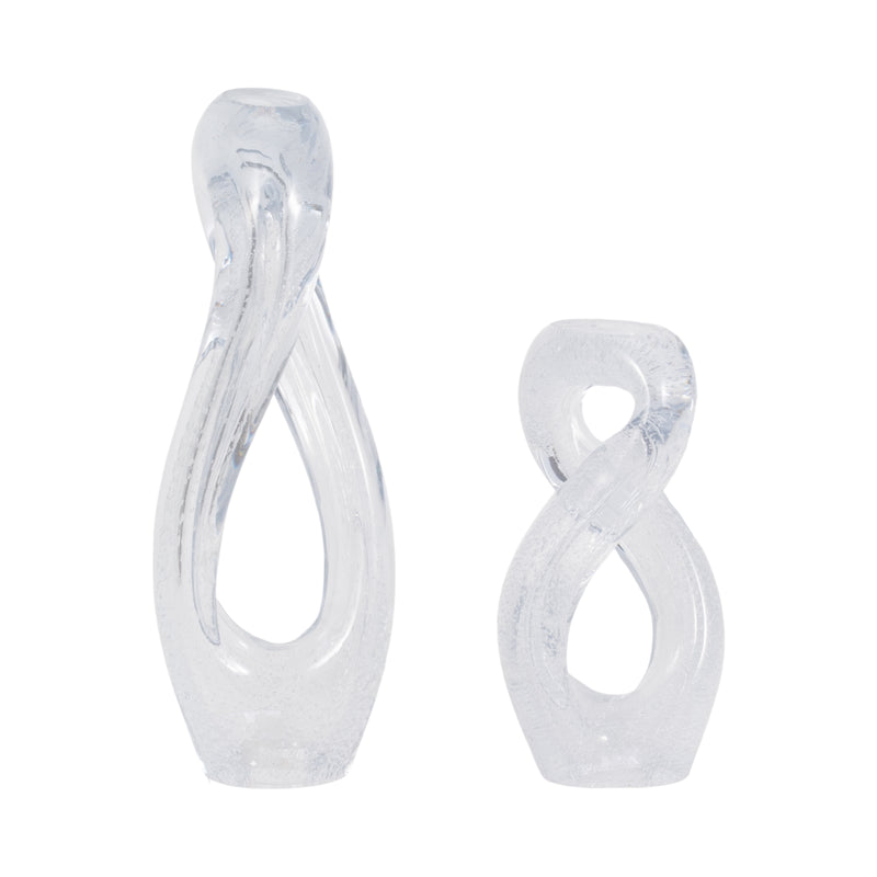 S/2 12/17 Celestine Glass Sculptures, Clear