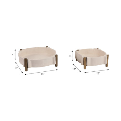 S/2 11/14 Terrace Ecomix Tray, Beige/gld