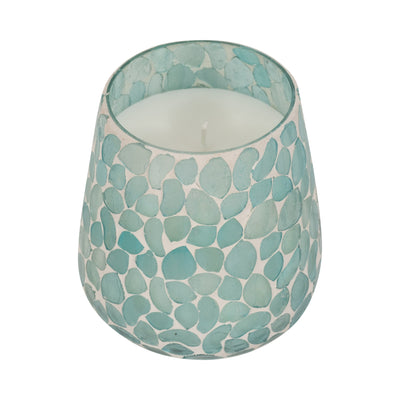 Glass, 5 18 Oz Mosaic Scented Candle, Light Blue